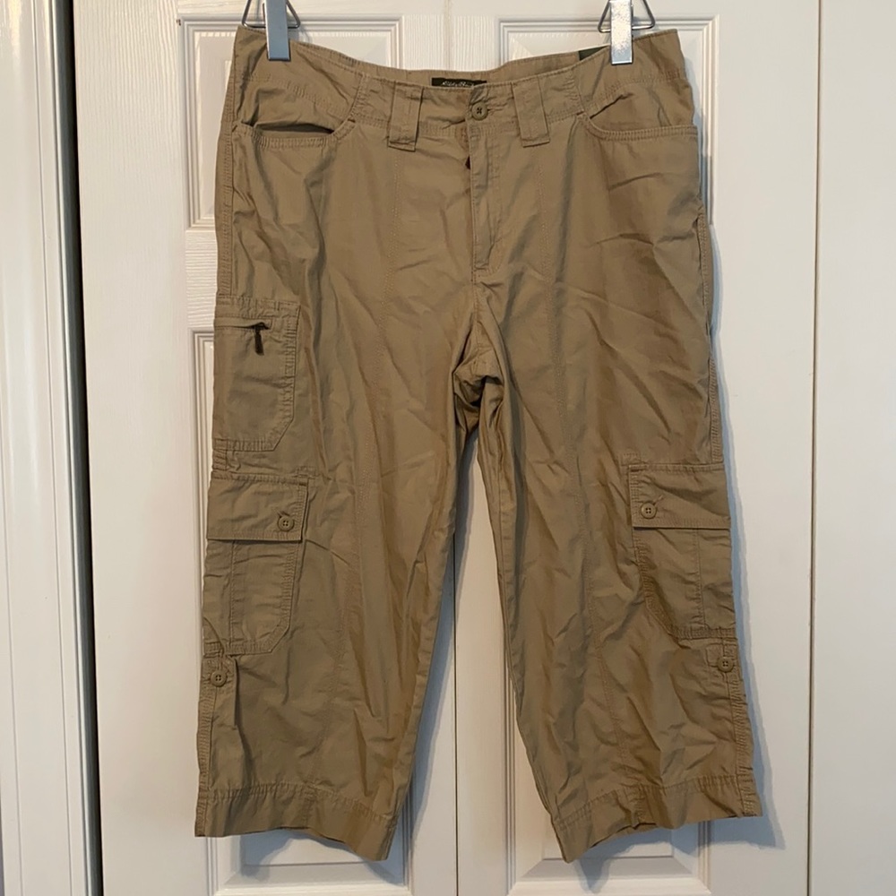 NWT - Eddie Bauer Tan Convertible Capri - Size 14